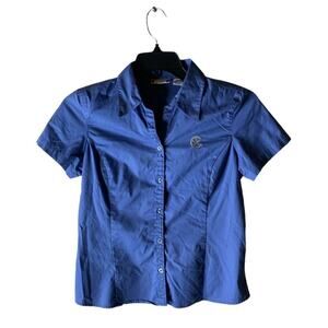 Clique Shirt Women's Size Small Petite Fitted Button Front Short Sleeves Top